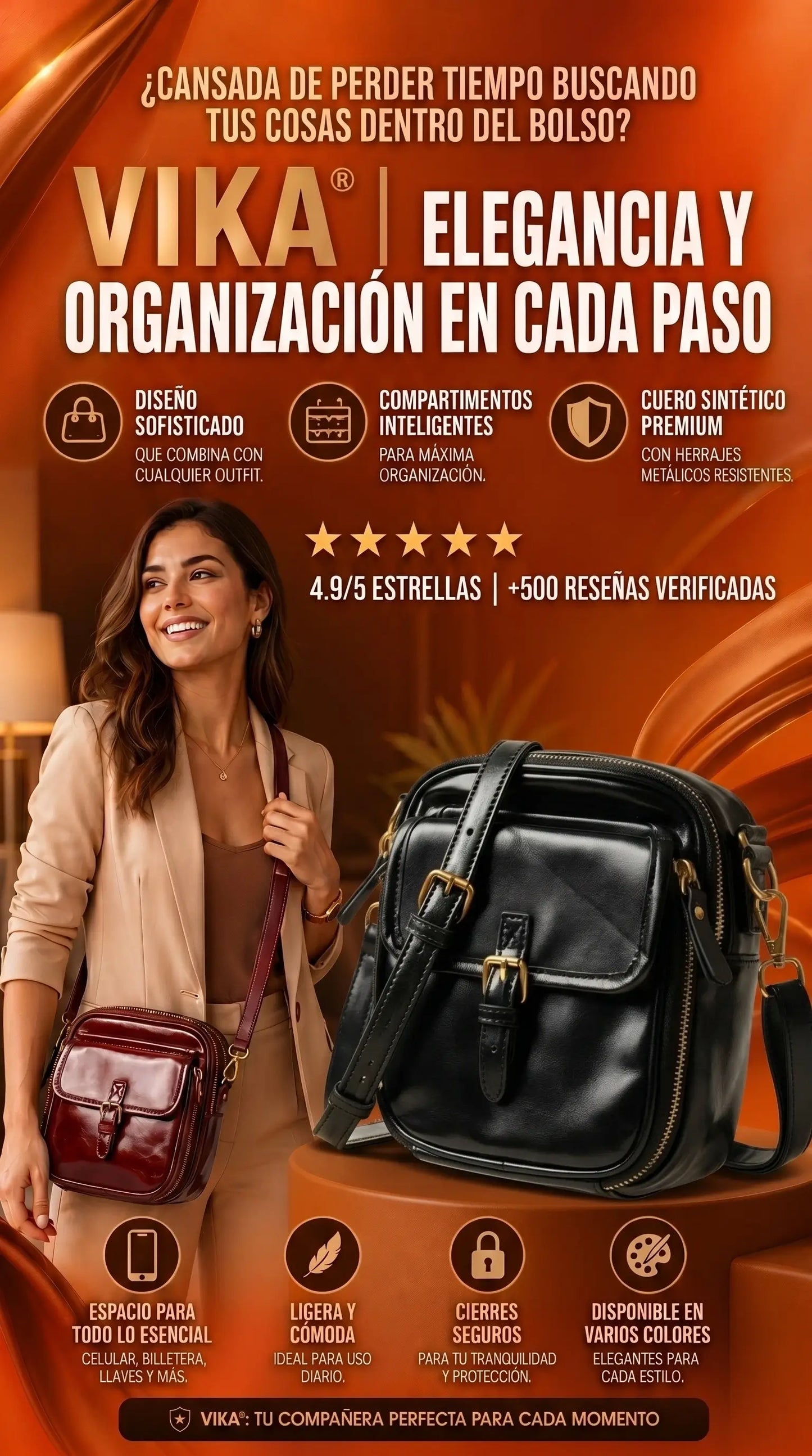 VIKA – LIQUIDACION Diseño en cuero y herrajes metálicos